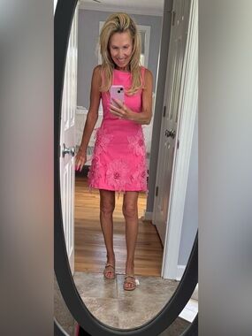 SHEIN Stunning-wow Pink Floral Appliqué Mini Dress- replica of Elliatt dress